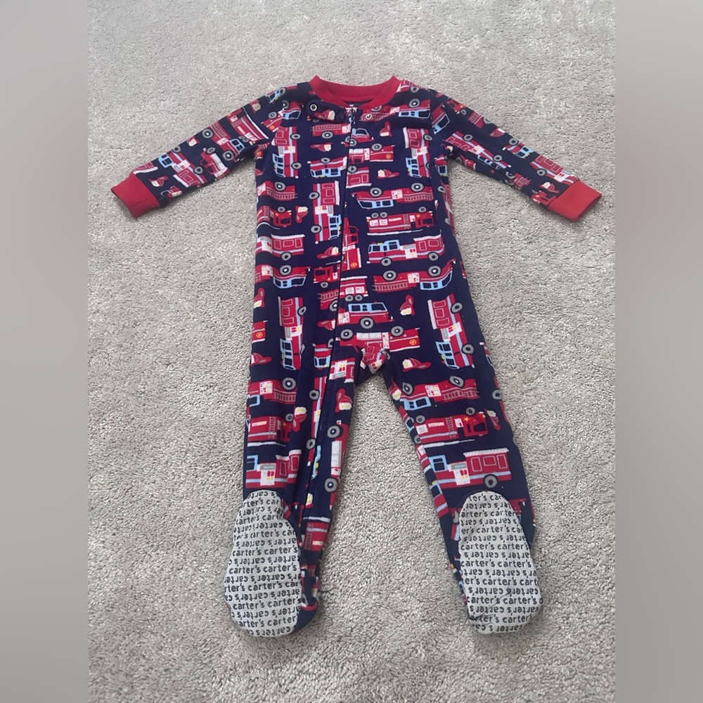 Carter's Fire Truck Footie Pajama - Red and Blue
